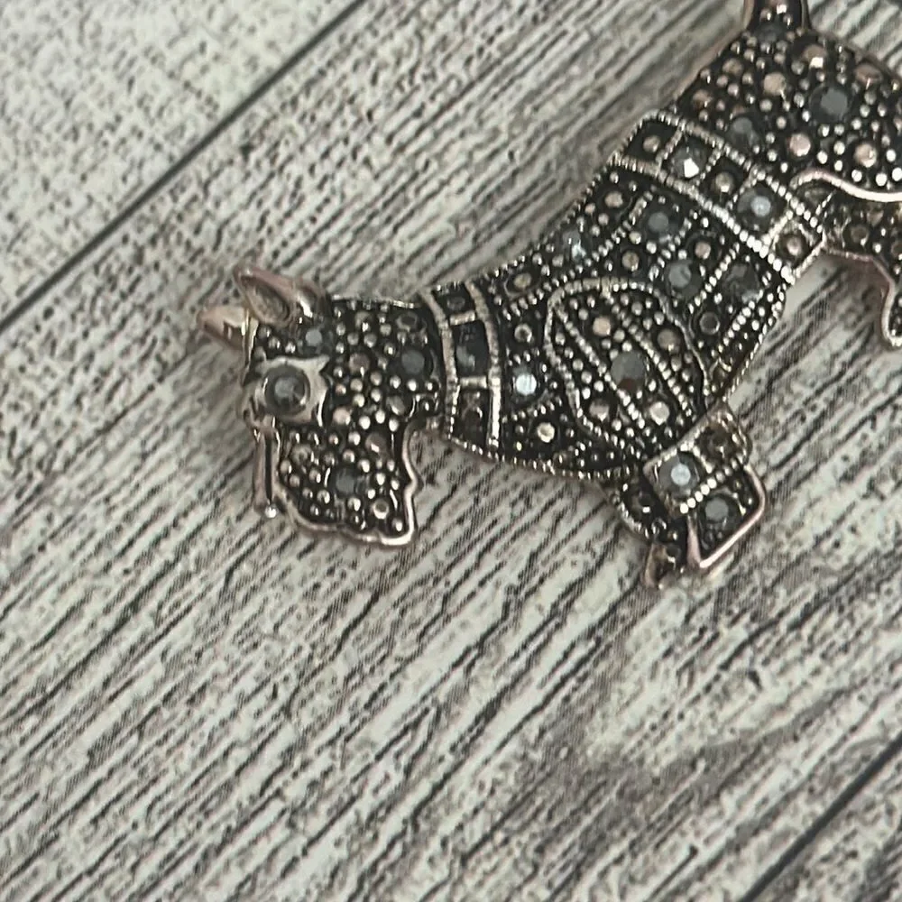 Scottie Terrier Marcasite and Rose Gold Tone Pin